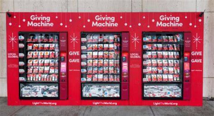 Light the World Giving Machines in Times Square in New York City.